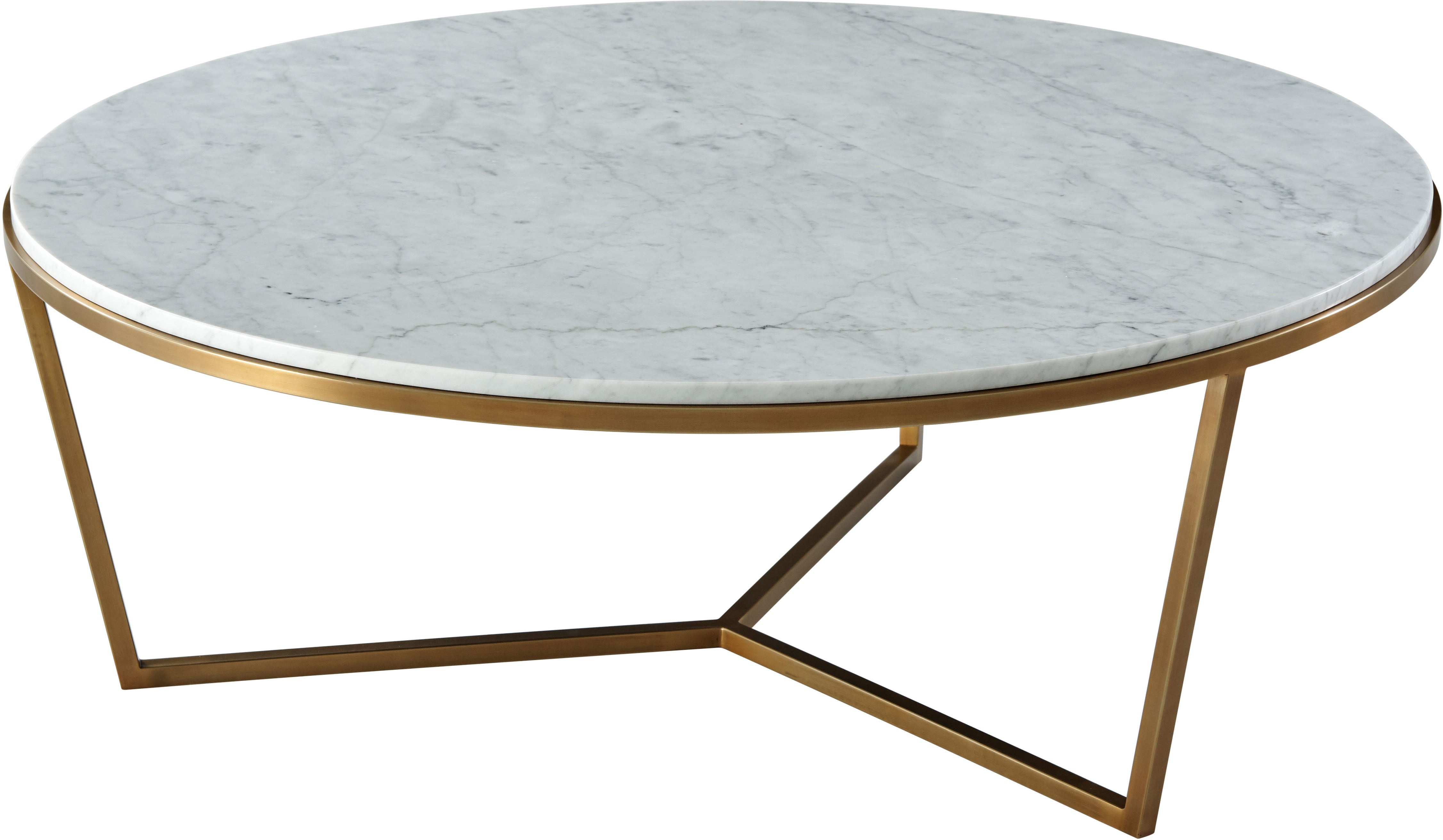 Fisher Round Cocktail Table (Marble) in Marble, Stainless Steel - Theodore Alexander
