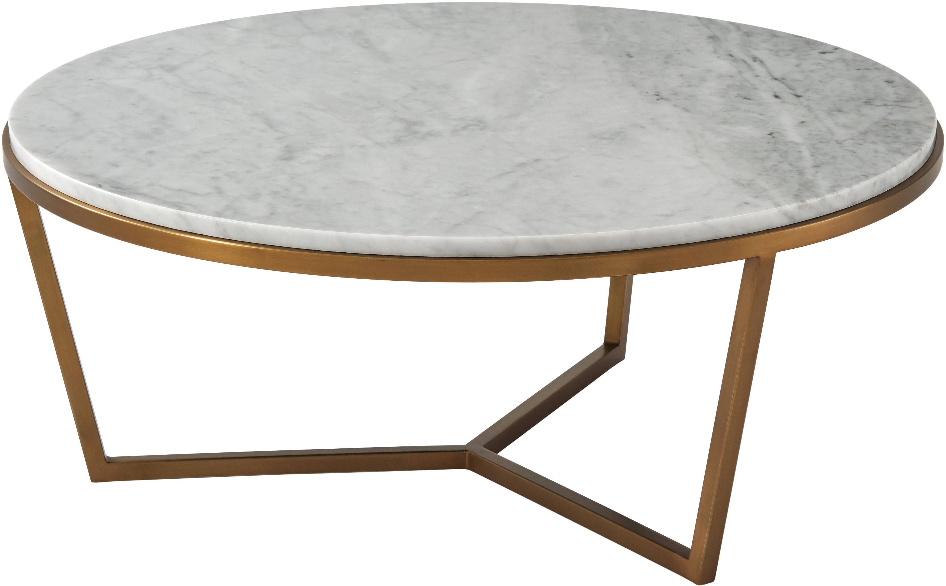Small Fisher Round Cocktail Table (Marble) in Marble, Stainless Steel - Theodore Alexander