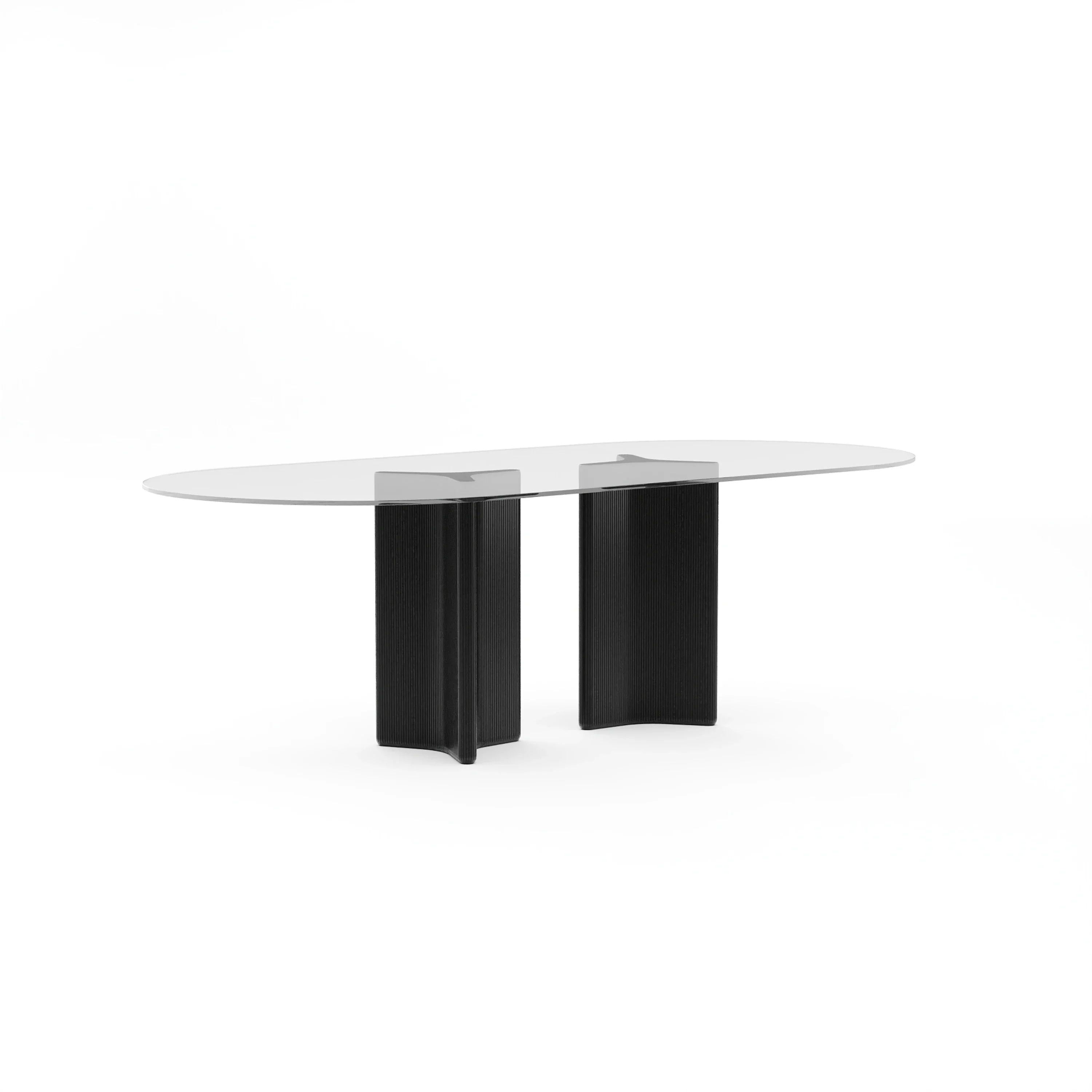 Viola Clear Oval Dble Ped Dining Table – Dining Tables by Caracole | Sutter & Vale