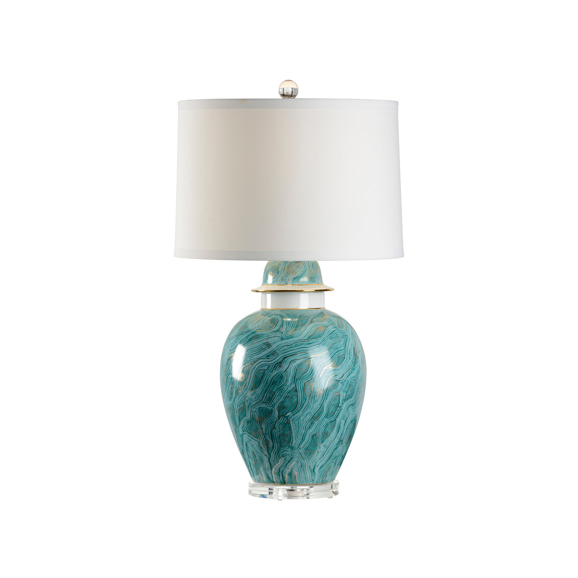 Green Marblized Lamp in 32.5 / Porcelain - Chelsea House
