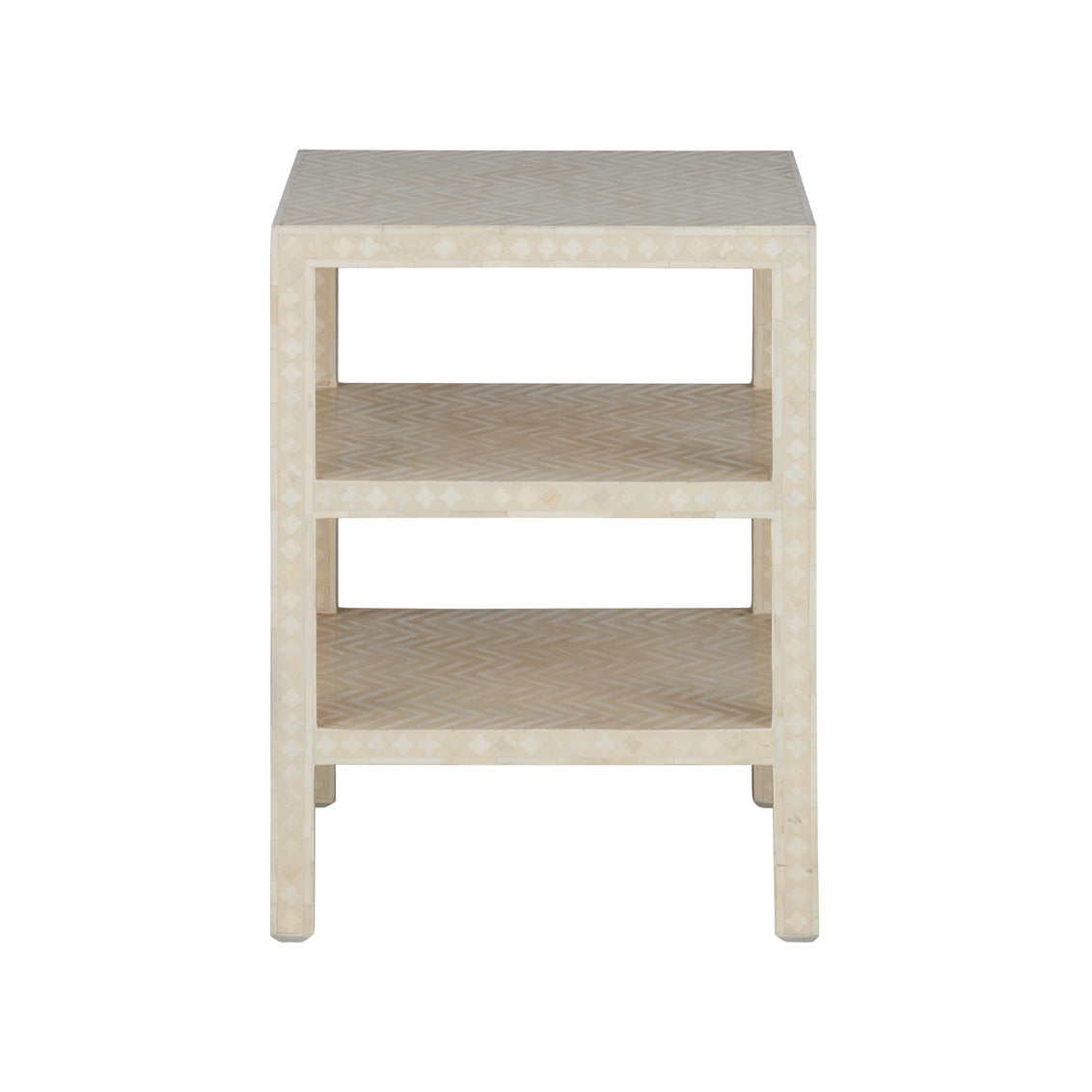 Chevron Inlay Side Table in Natural White / Wood - Chelsea House