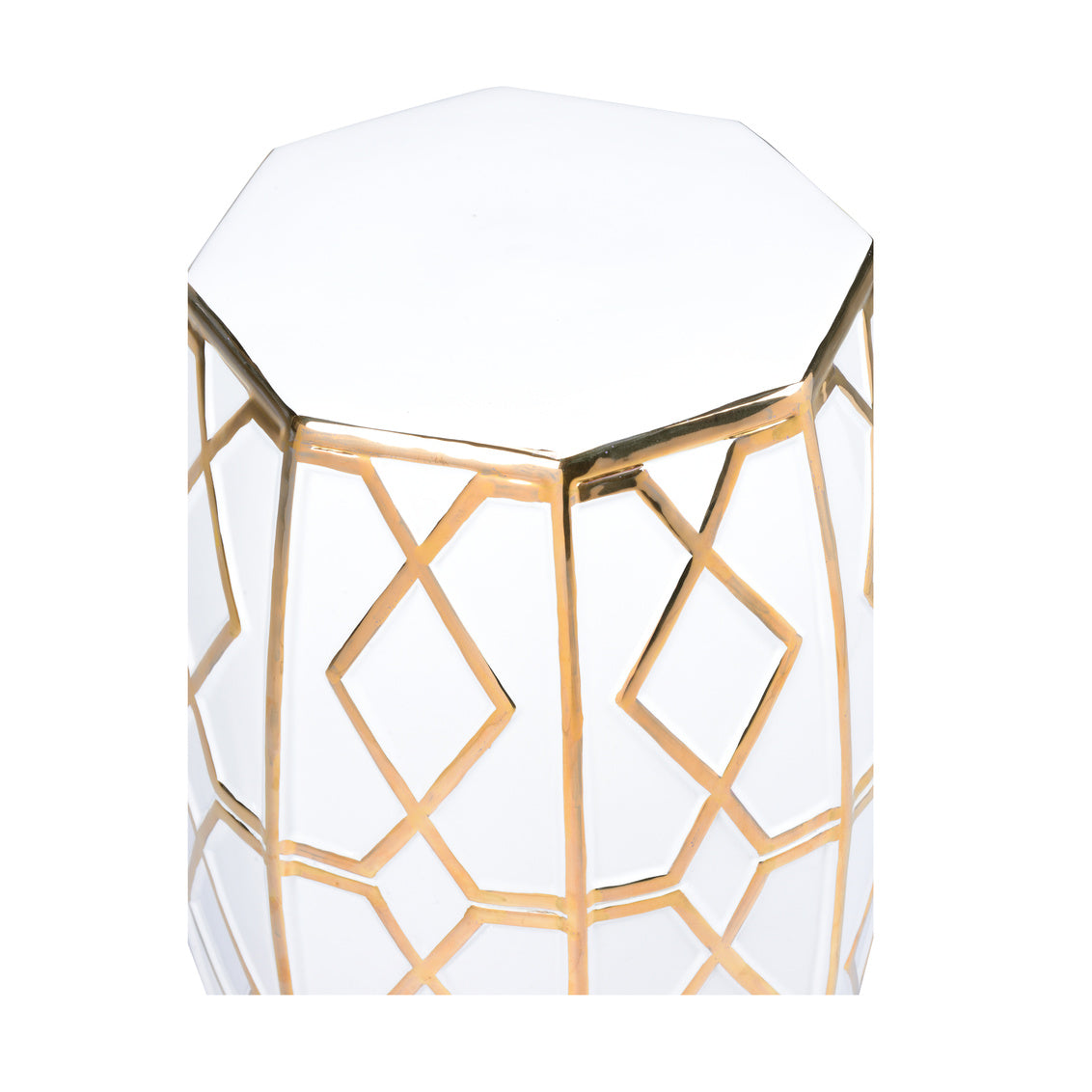 Andreu Garden Stool - White/Gold in 19.5 / Ceramic/Porcelain - Chelsea House