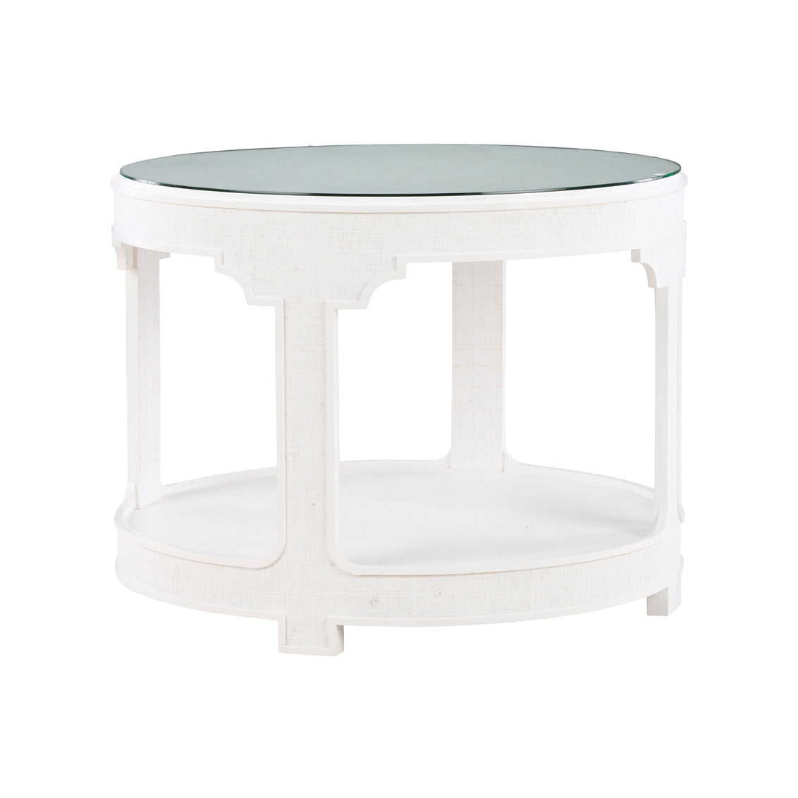 Yangon Hall Table - White in White/Gold / Raffia - Chelsea House