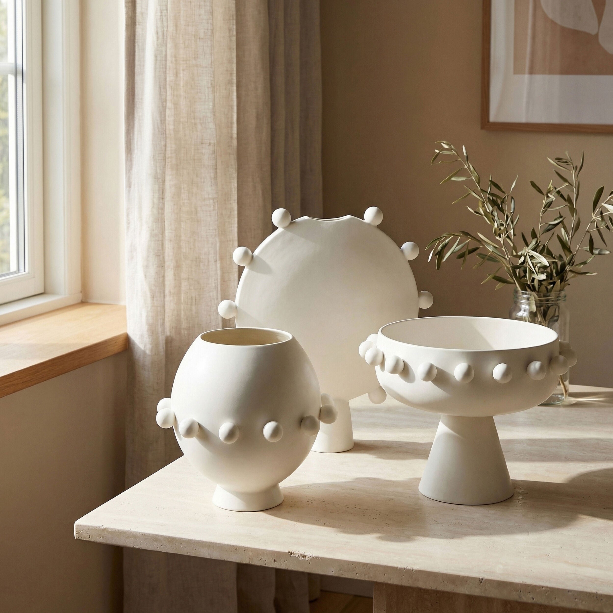 Aila Footed Bowl-Ivory