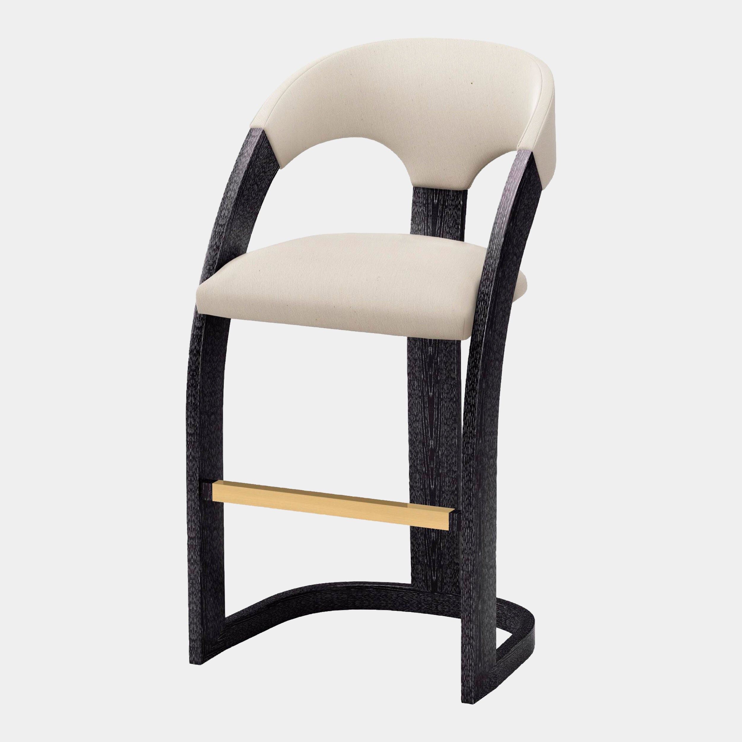 Delia Barstool-Ebony Cerused-Muslin