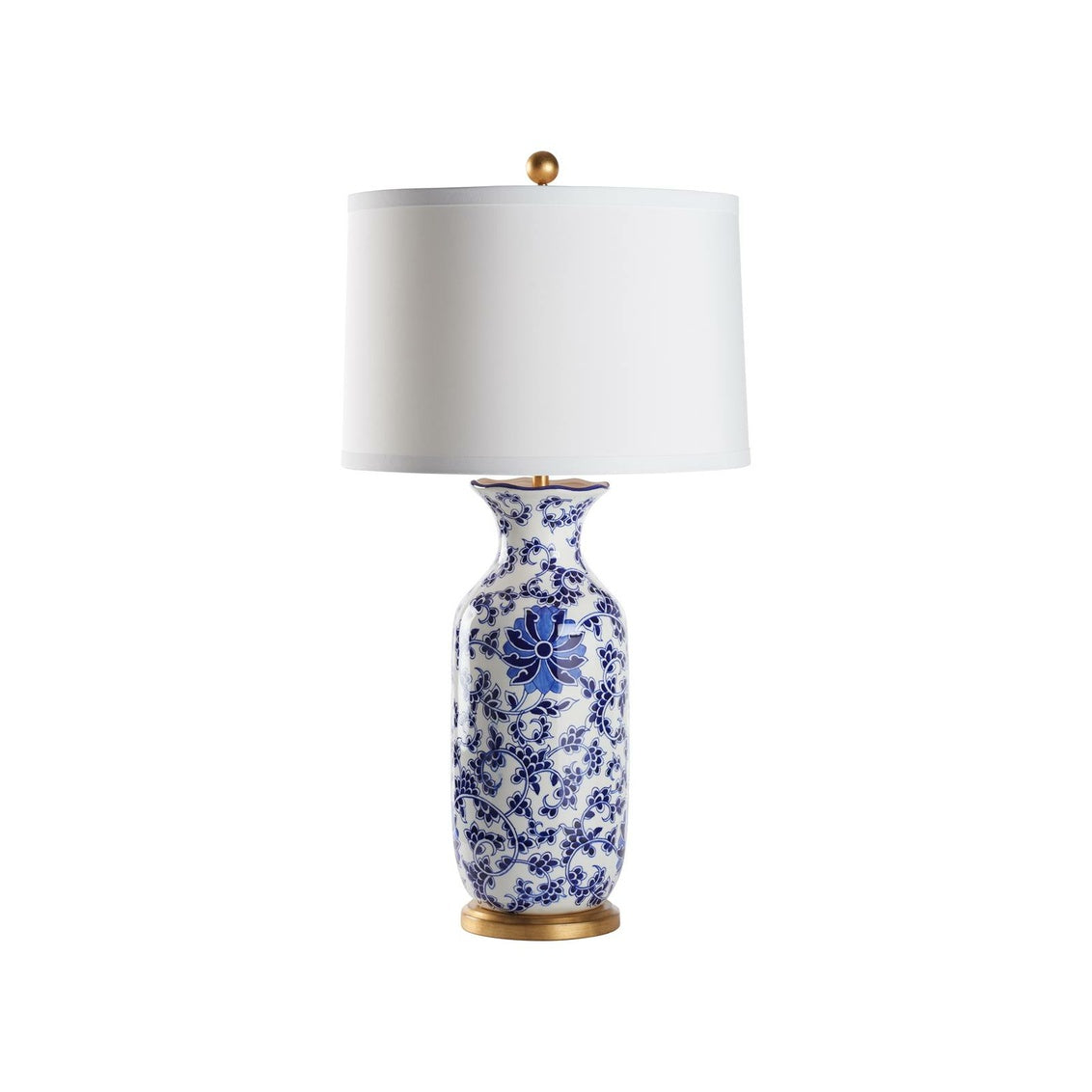 Reed Table Lamp in Blue/White Glaze / Ceramic/Porcelain - Chelsea House