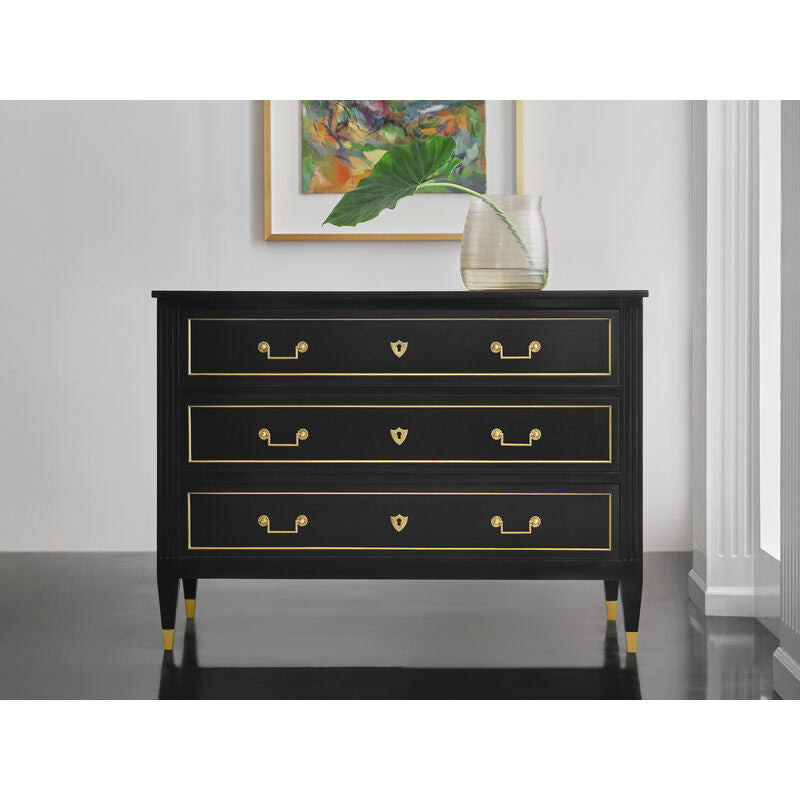 French Three Drawer Commode-Black