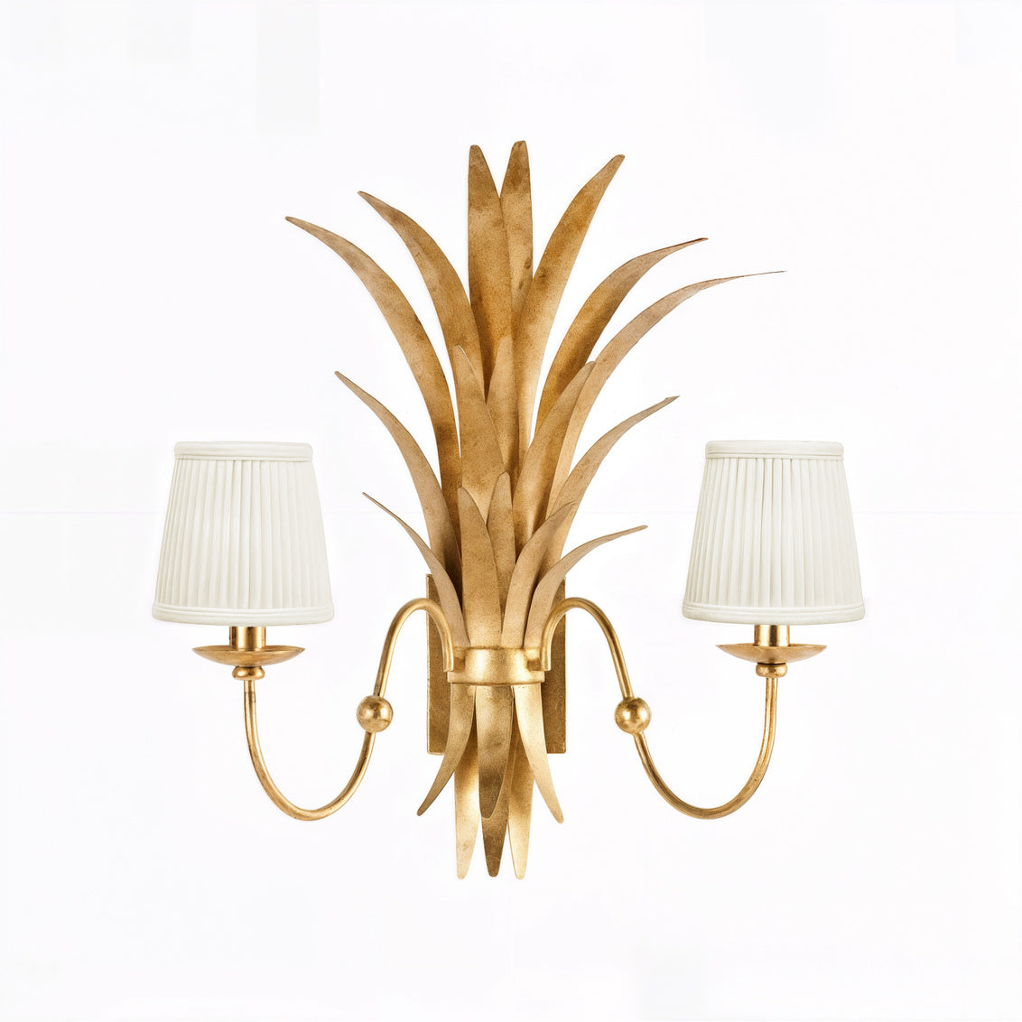 Wheat Sconce - Gold Electrified w/ Shades