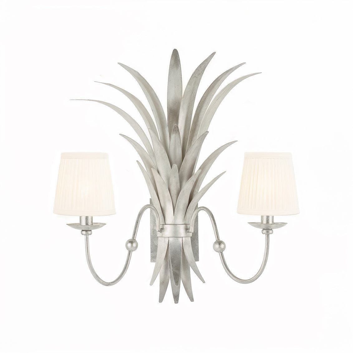 Wheat Sconce - Silver Electrified w/ Shades in Antique Silver Leaf / Metal - Chelsea House