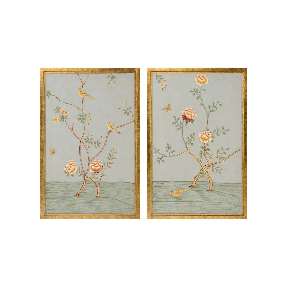 Chinese Panels (PR) - Gray in Hand Painted / Wood - Chelsea House