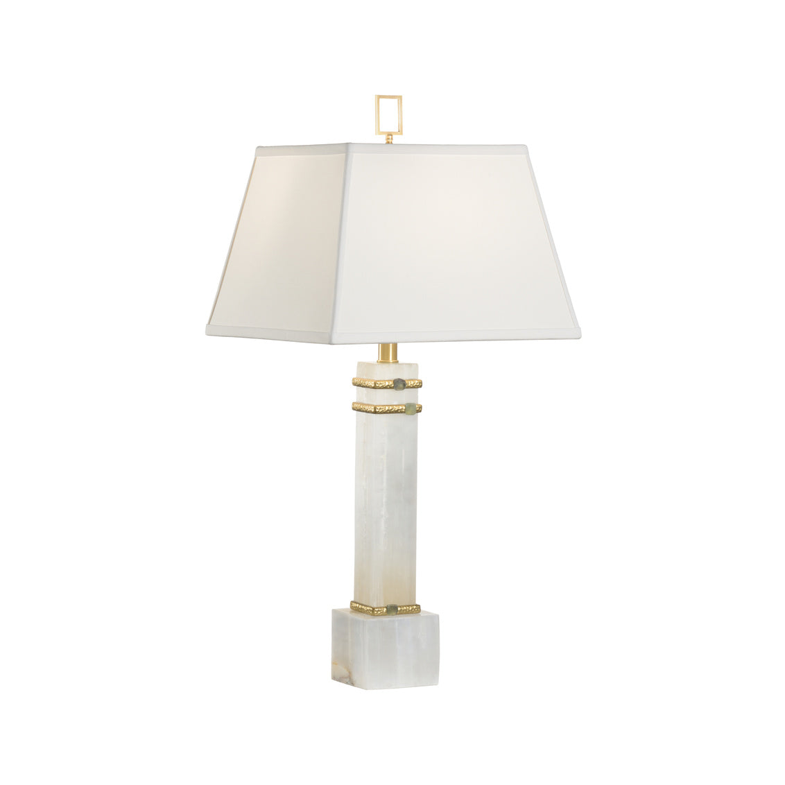 ALABASTER COLUMN LAMP WITH GOLD/STONE RINGS in 29.5 / Stone - Chelsea House