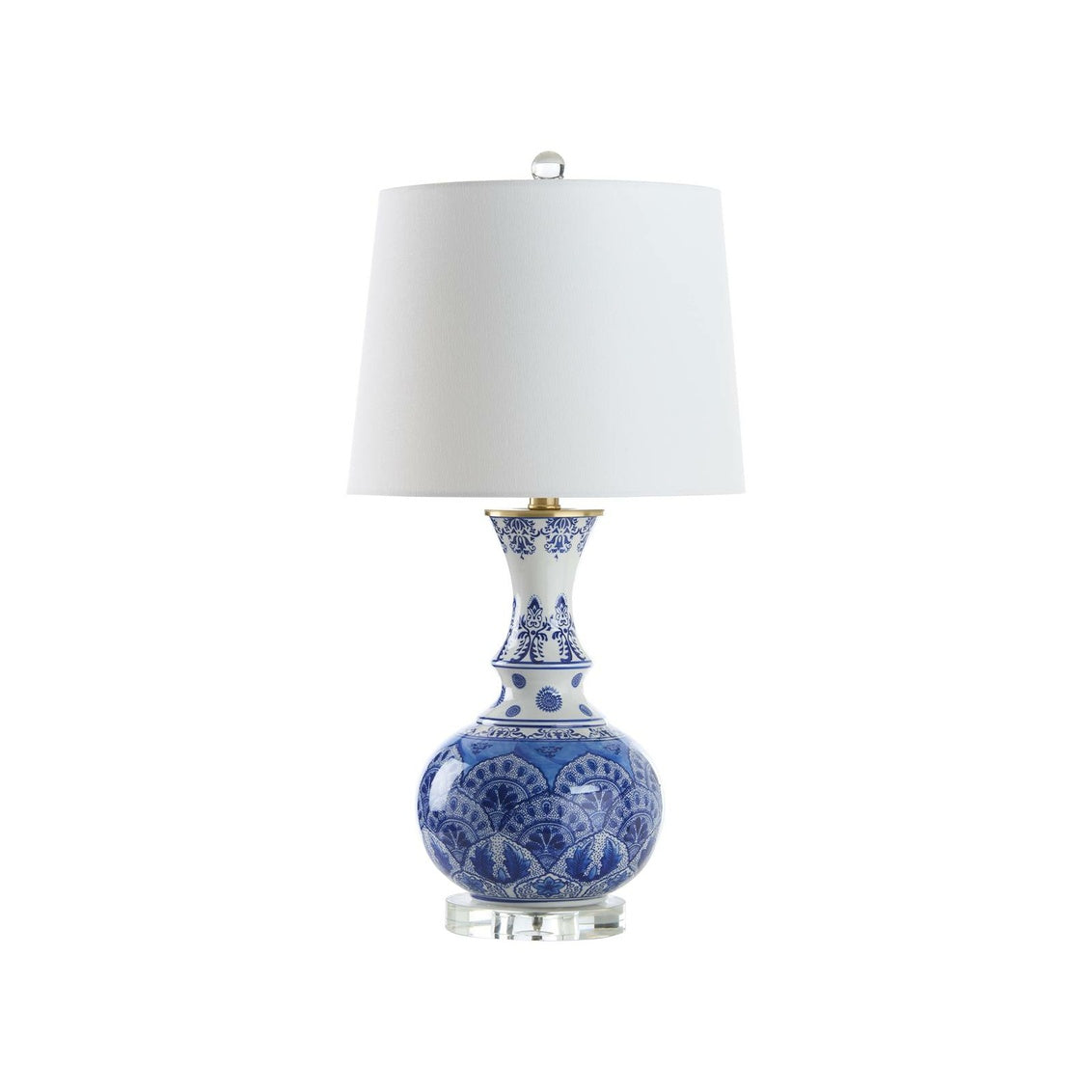 Marguerite Blue And White Lamp in Blue/White Glaze/Brushed Brass / Ceramic/Porcelain - Chelsea House