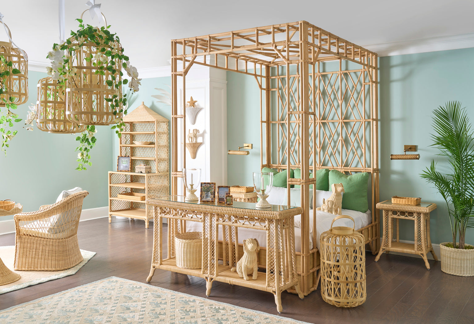 Brighton Etagere in 85h x 37w x 22d / Rattan - Chelsea House