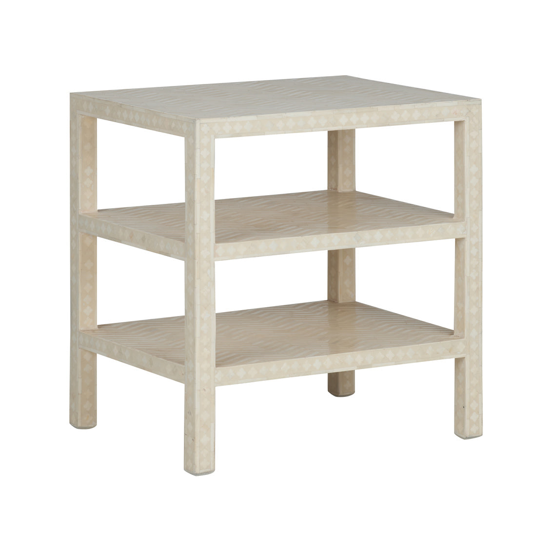 Chevron Inlay Side Table in Natural White / Wood - Chelsea House