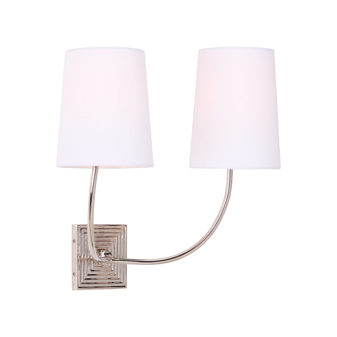 Grooves Double Arm Sconce - Polished Nickel
