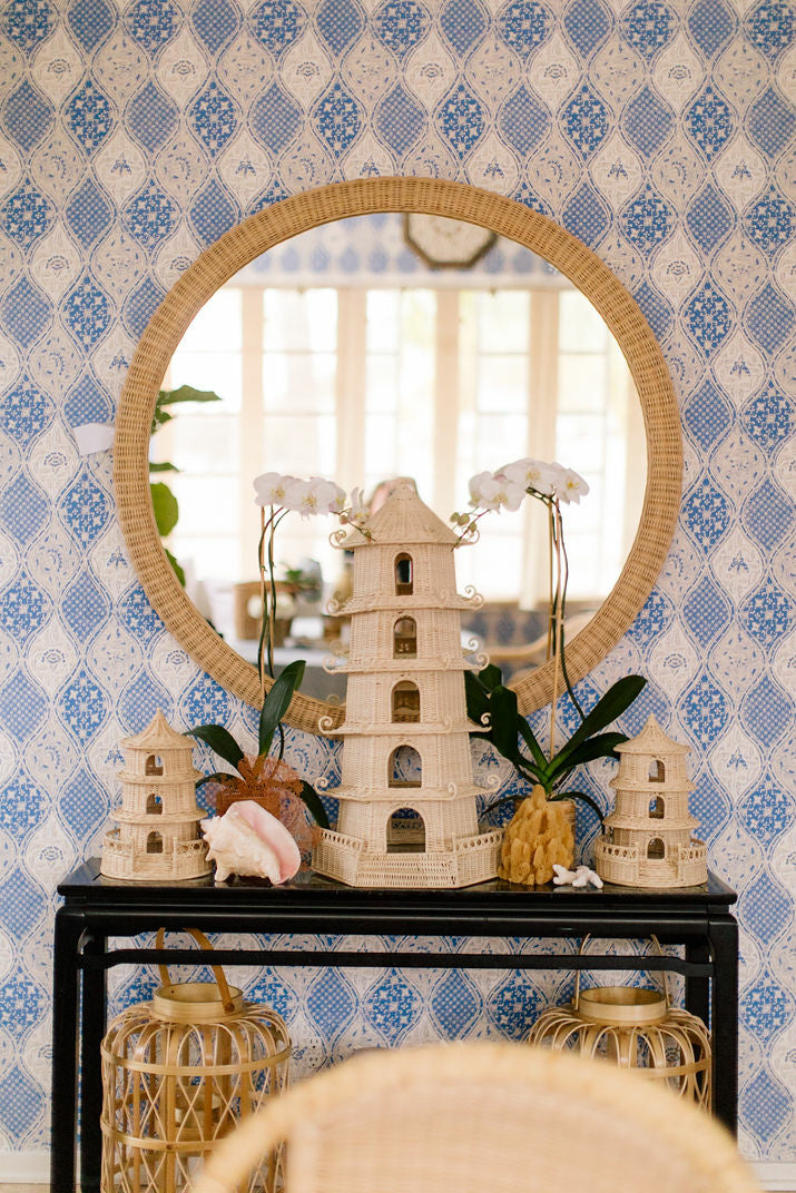 Dunmore Round Wicker Mirror in Natural/Clear/Plain / Rattan - Chelsea House