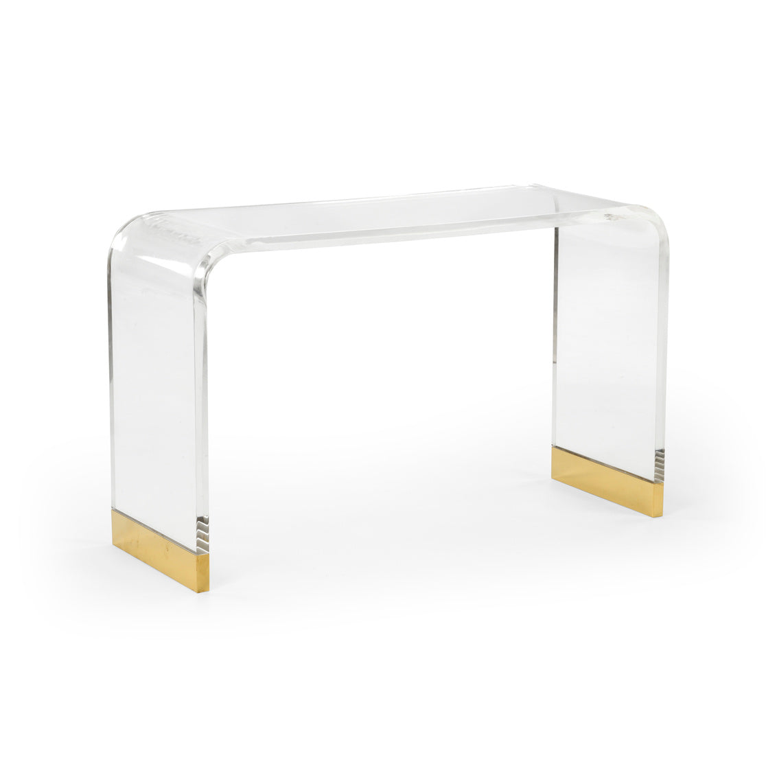 Acrylic Waterfall Console in Clear/Antique Brass / Acrylic - Chelsea House