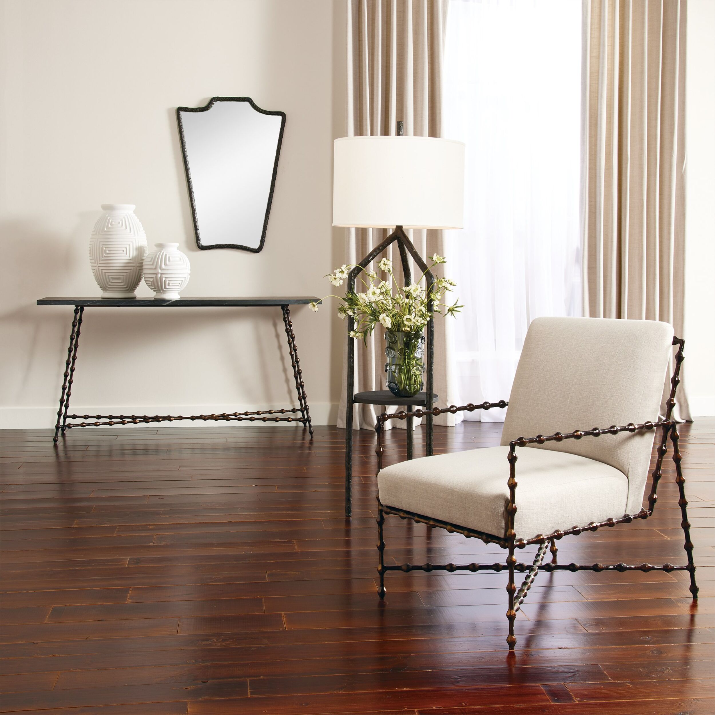 Bouclier Cast Metal Wall Mirror