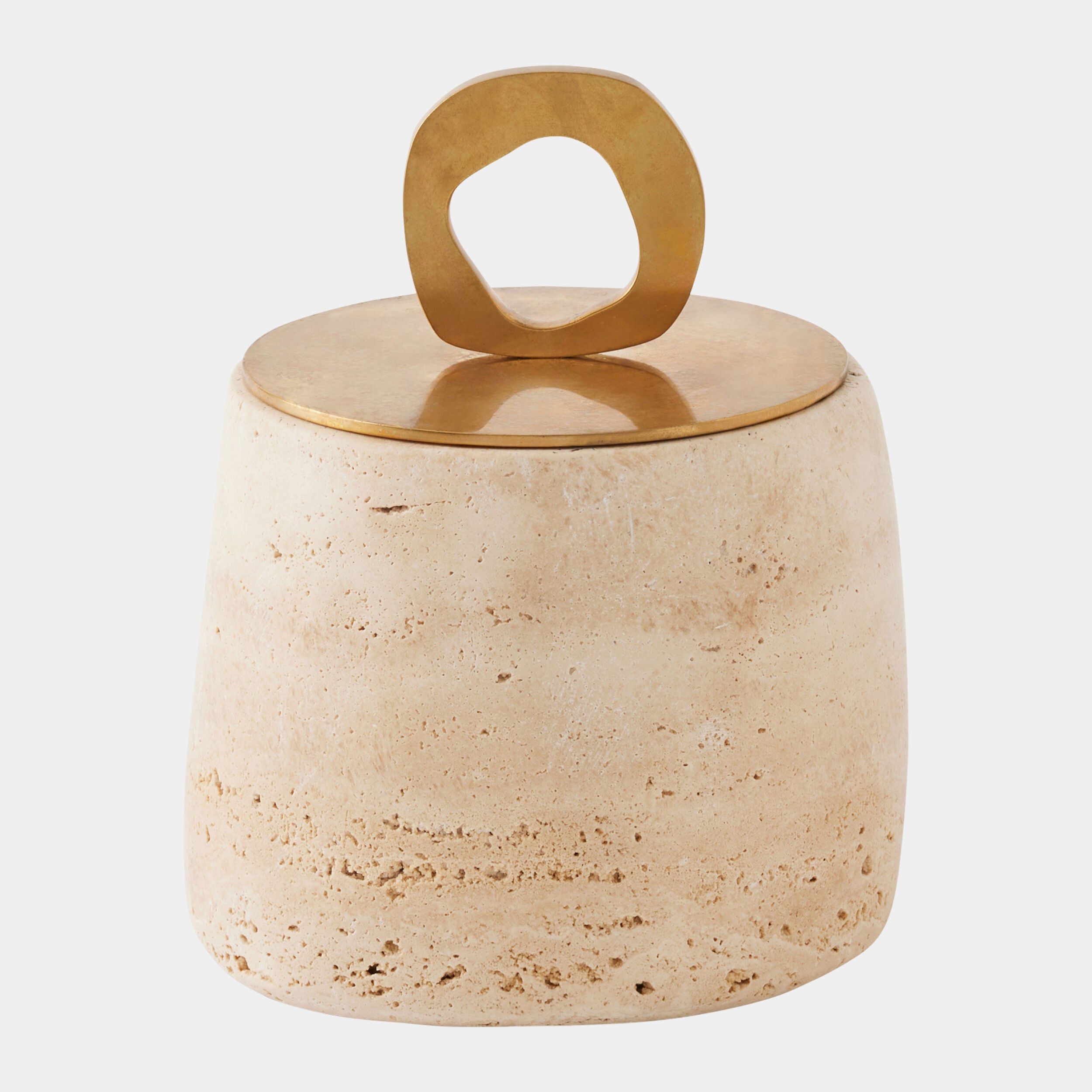 Bocal Lidded Pot-Travertine-Med