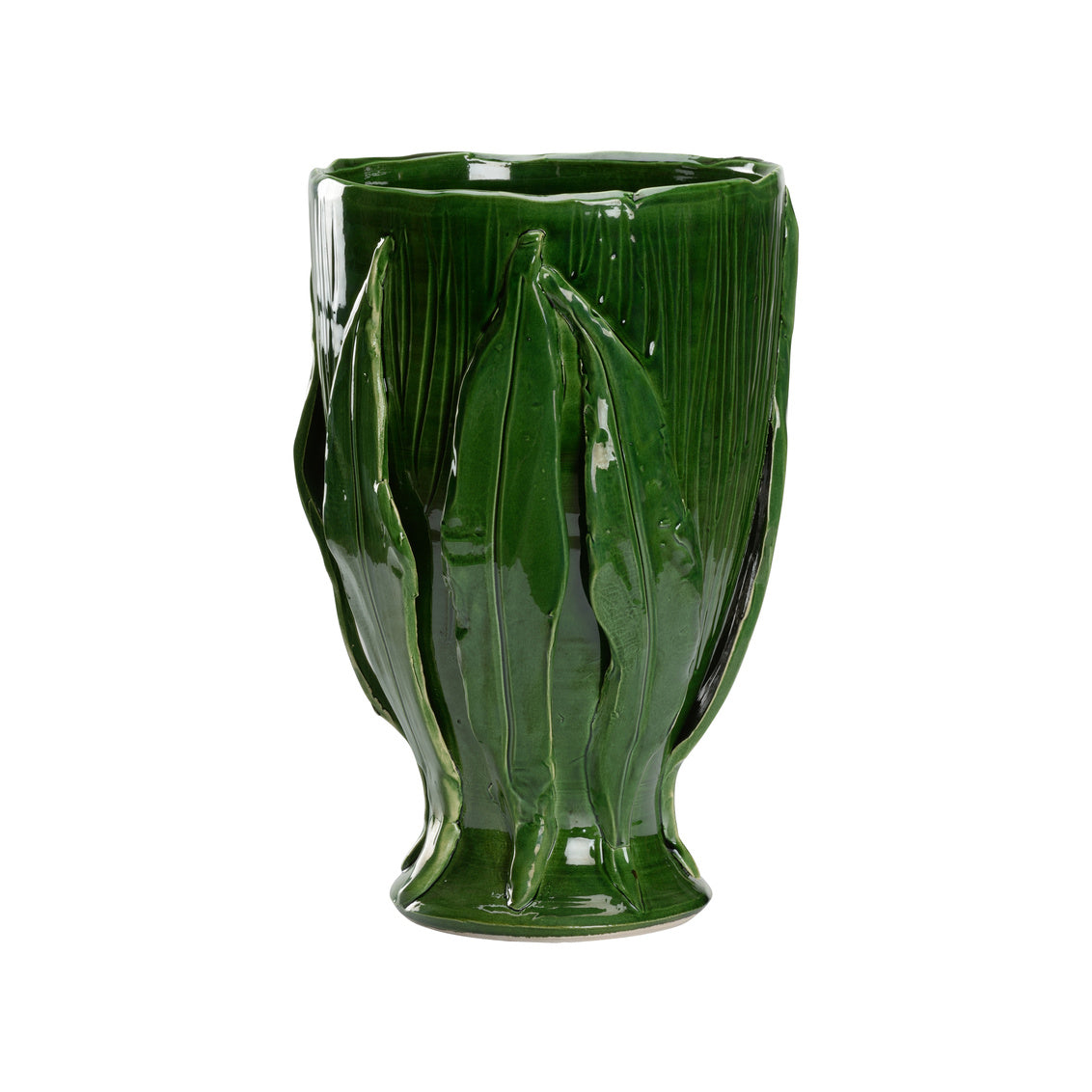 Umbria Footed Vase - Green in 14 / Ceramic/Porcelain - Chelsea House