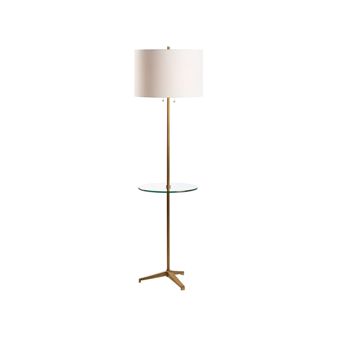 Blythwood Floor Lamp w/ Glass Table - Aged Brass in 63 / Metal - Chelsea House