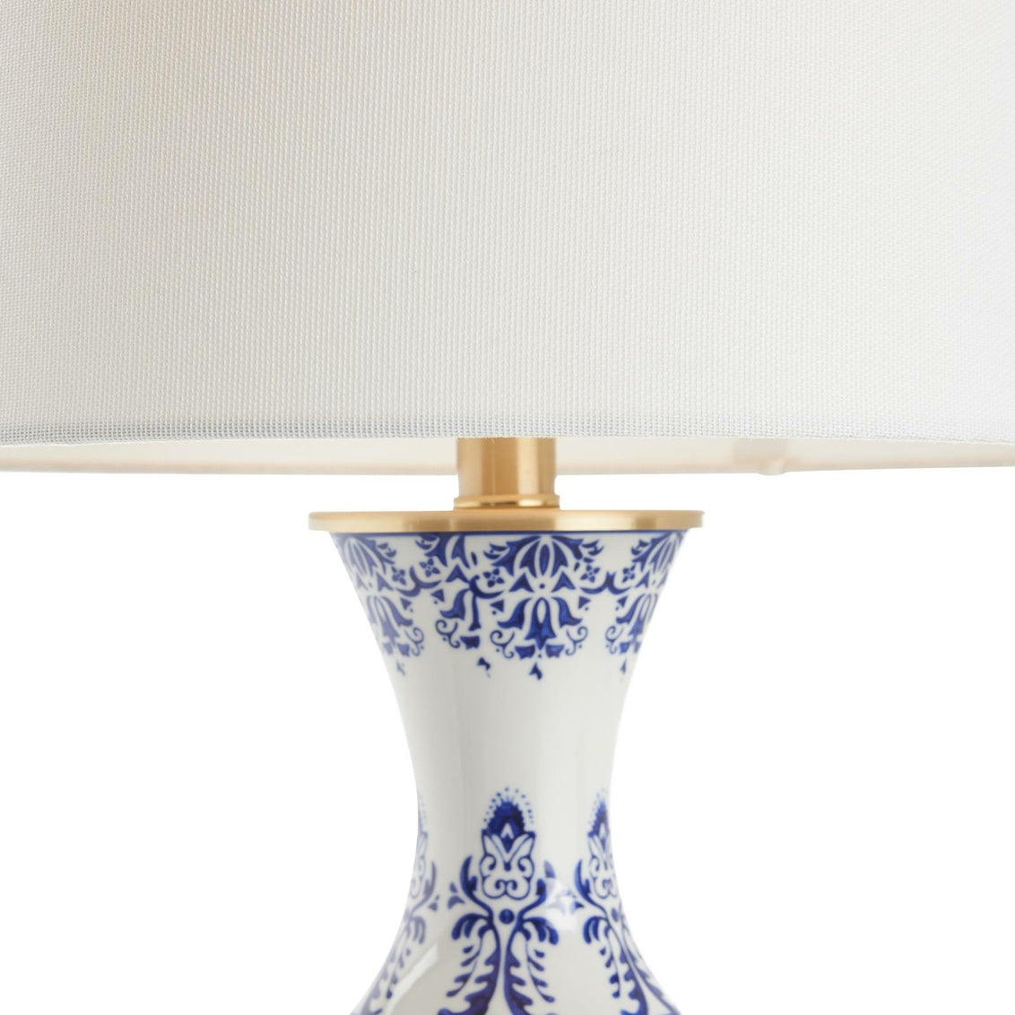 Marguerite Blue And White Lamp in Blue/White Glaze/Brushed Brass / Ceramic/Porcelain - Chelsea House