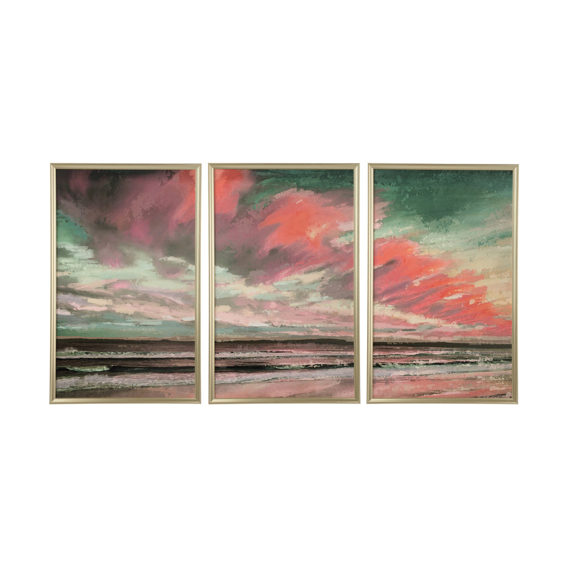 Tangerine Coast Triptych in 40.5h x 76.5w x 1d / Canvas - Chelsea House