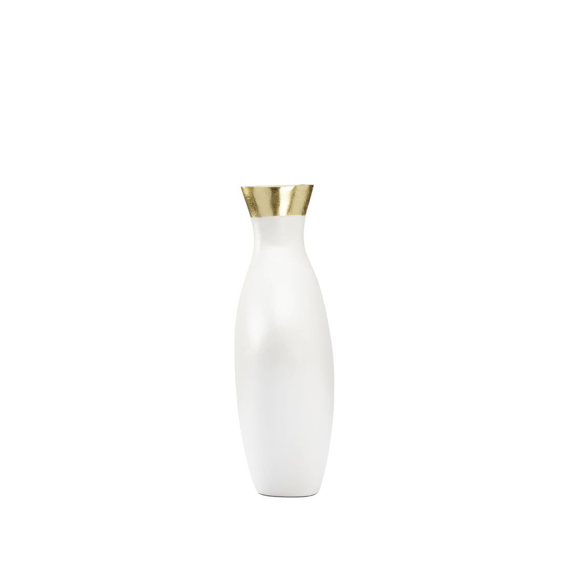 Asymmetric Vase - White (Sm) in 10.5 / Aluminum - Chelsea House