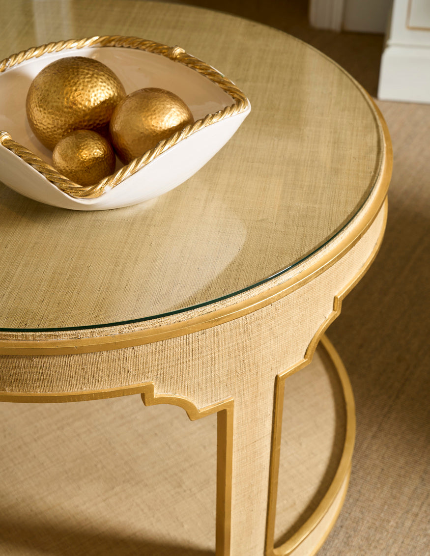 Yangon Hall Table - Natural in Cream/Gold / Raffia - Chelsea House