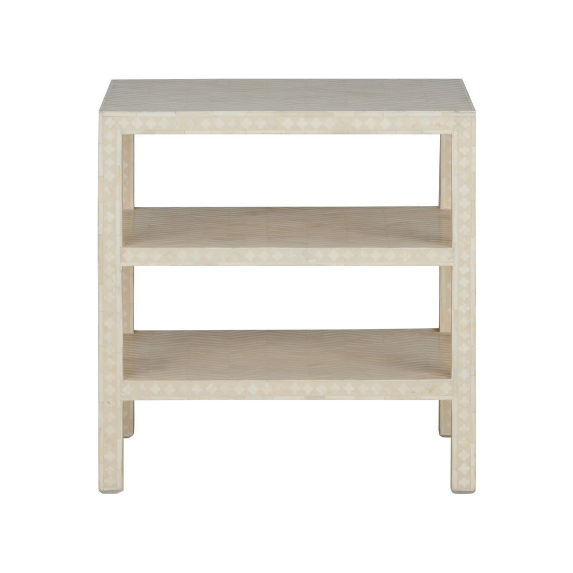 Chevron Inlay Side Table in Natural White / Wood - Chelsea House