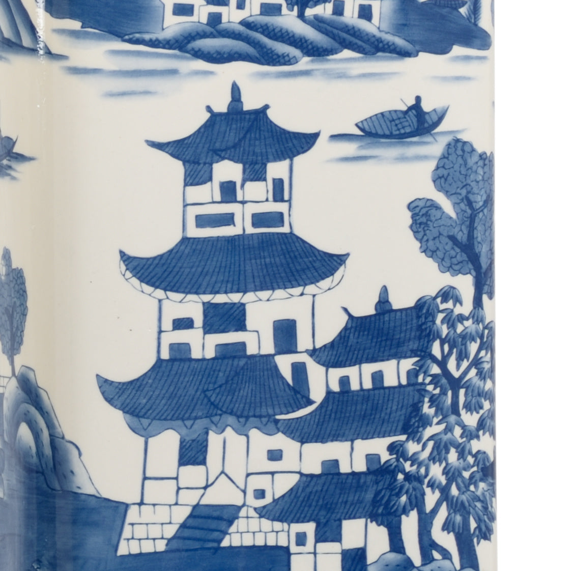 Square Blue And White Lamp in 28 / Ceramic/Porcelain - Chelsea House