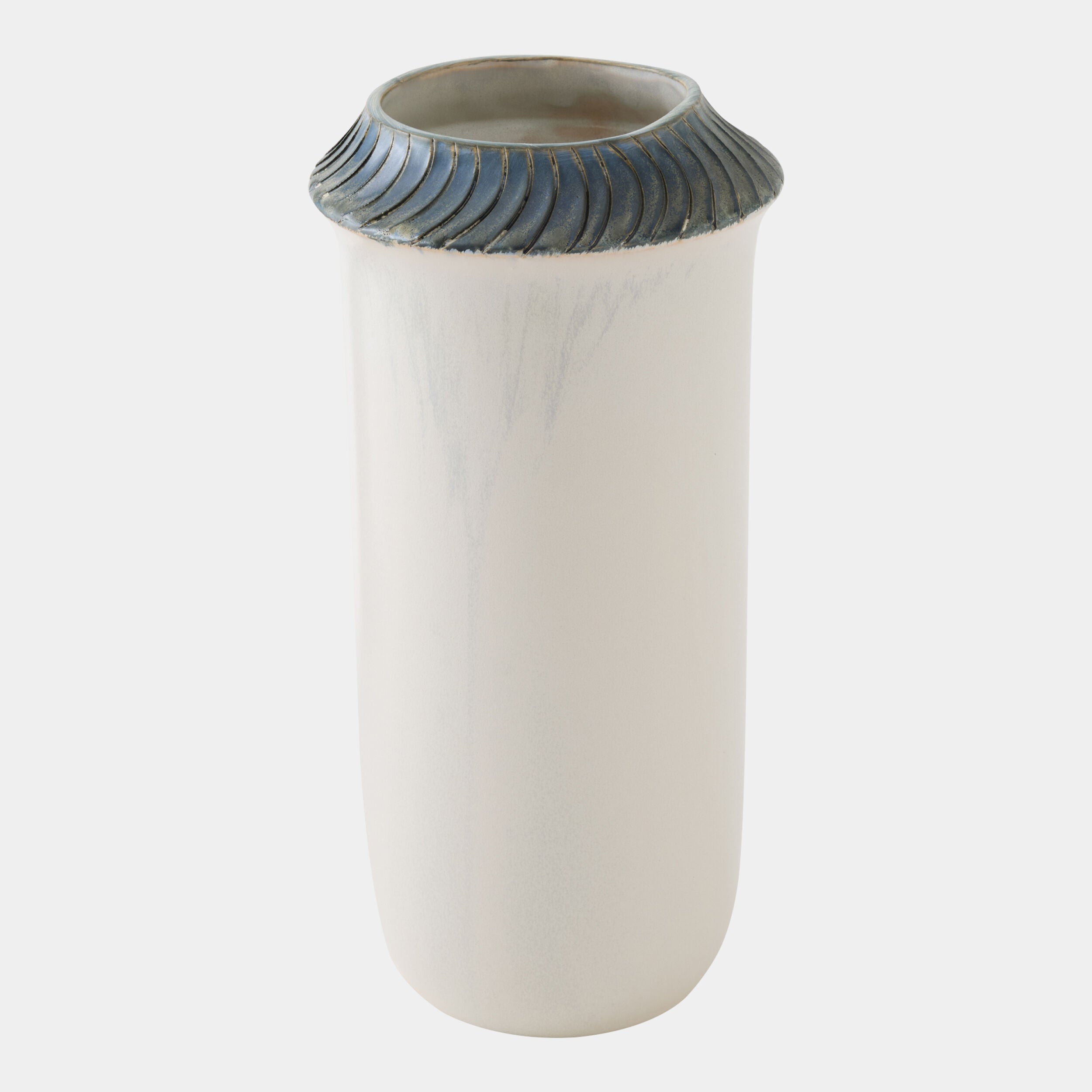 Aiden Etched Blue Rimed Vase-Lg