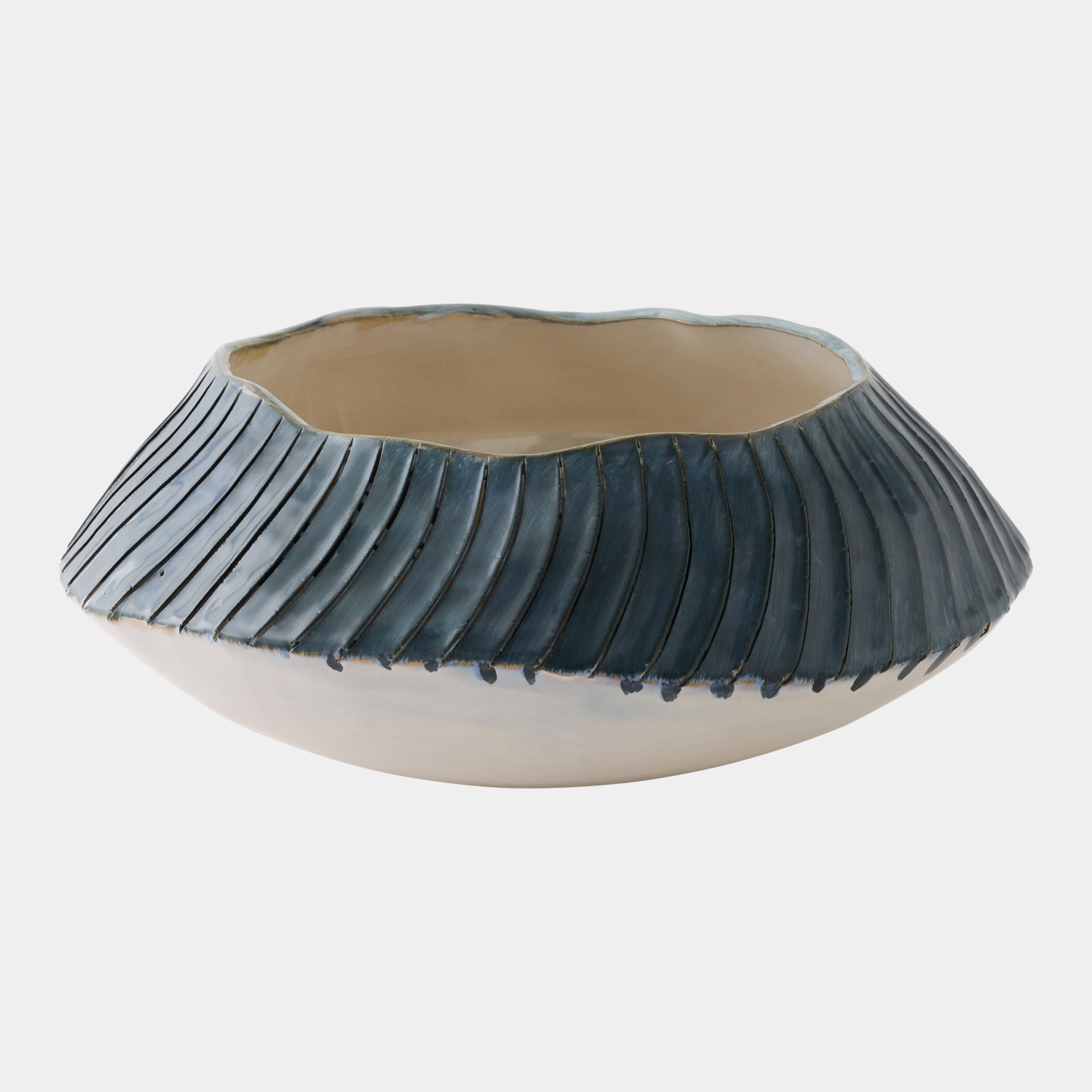 Aiden Etched Blue Rimed Planter