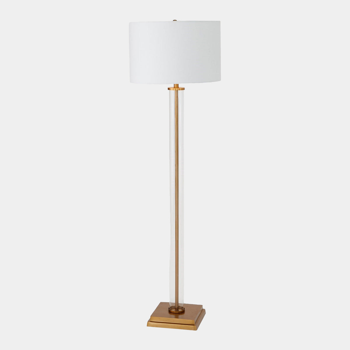 Franklin Glass Tube Floor Lamp-Antique Brass