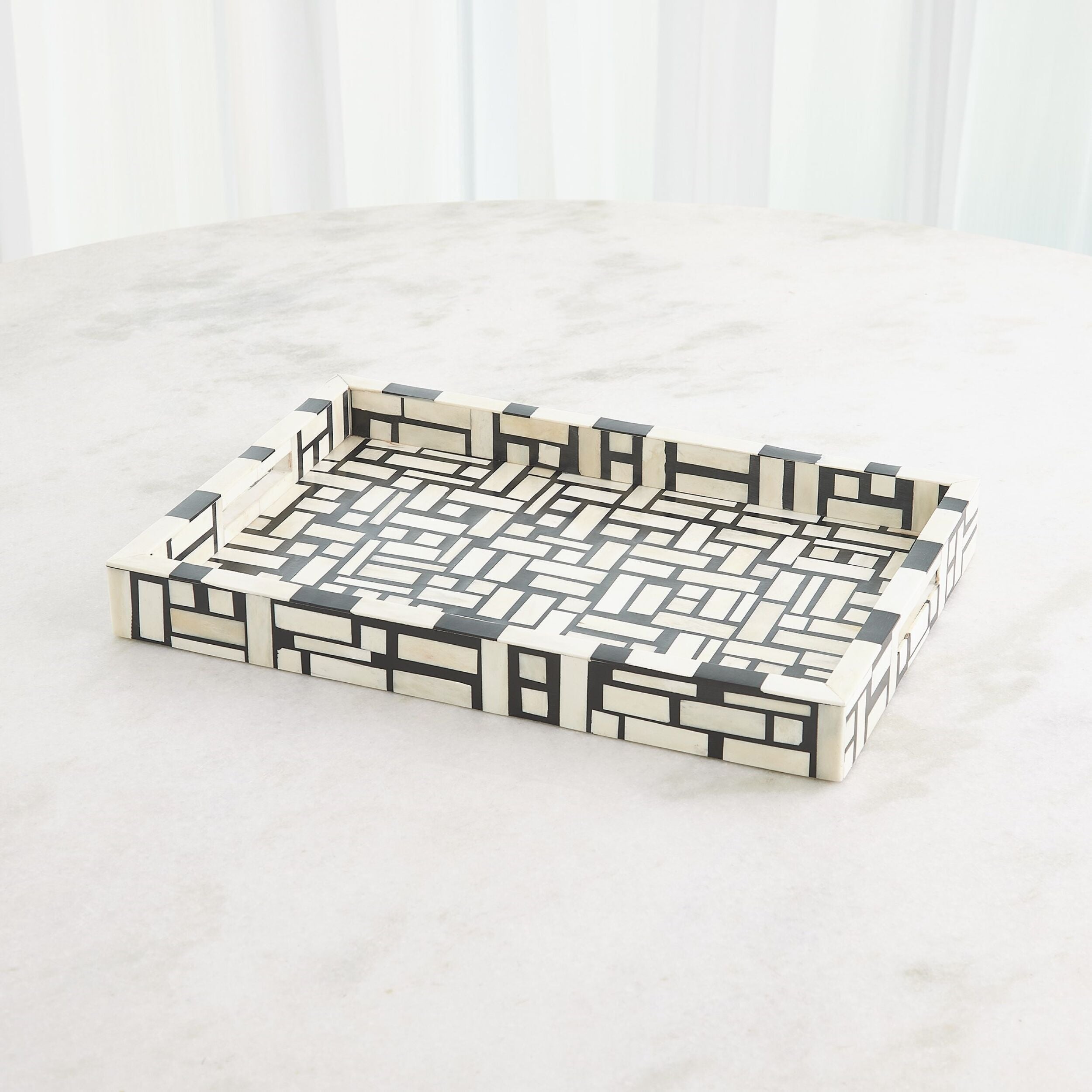 Kris Inlaid Tray-Black/Cream