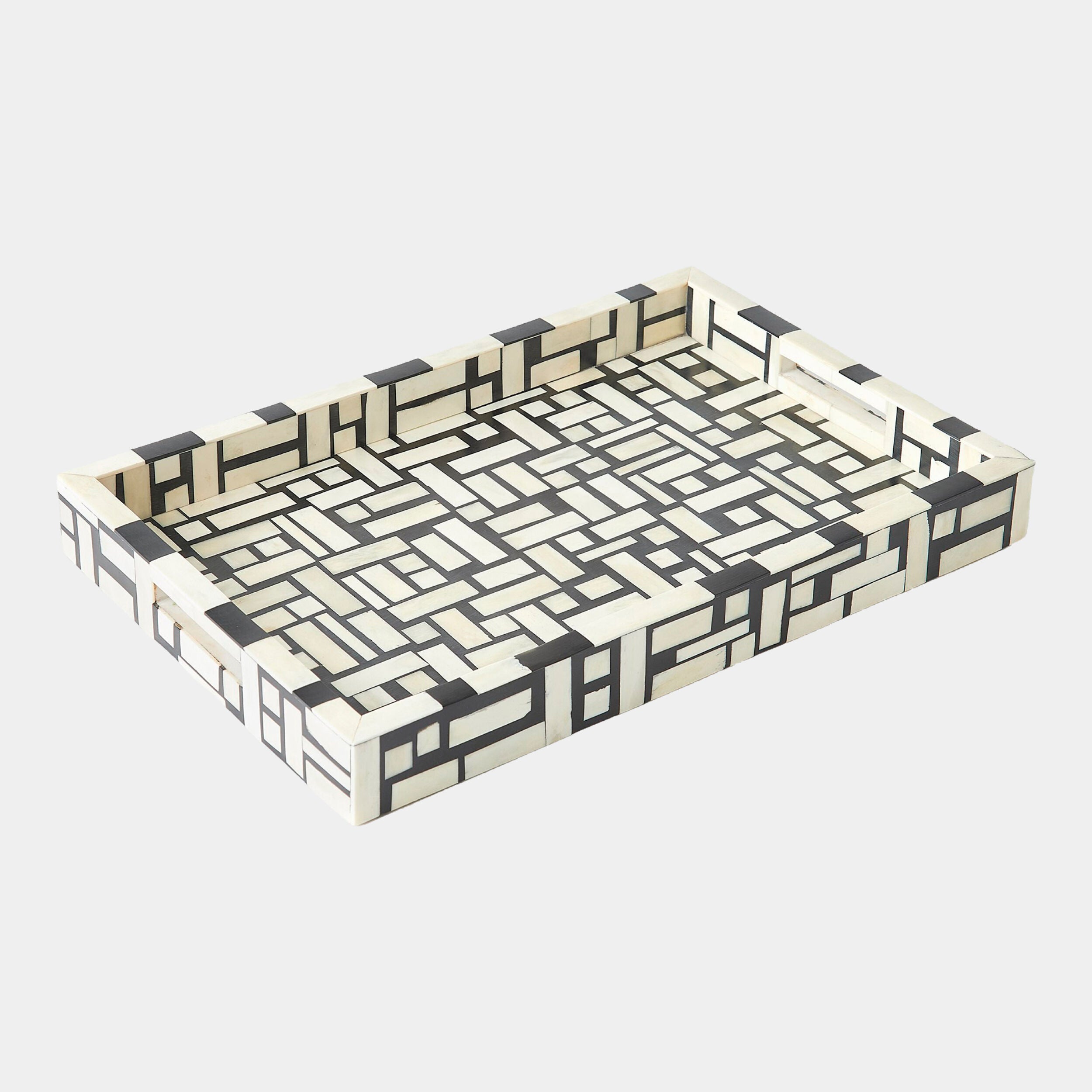 Kris Inlaid Tray-Black/Cream