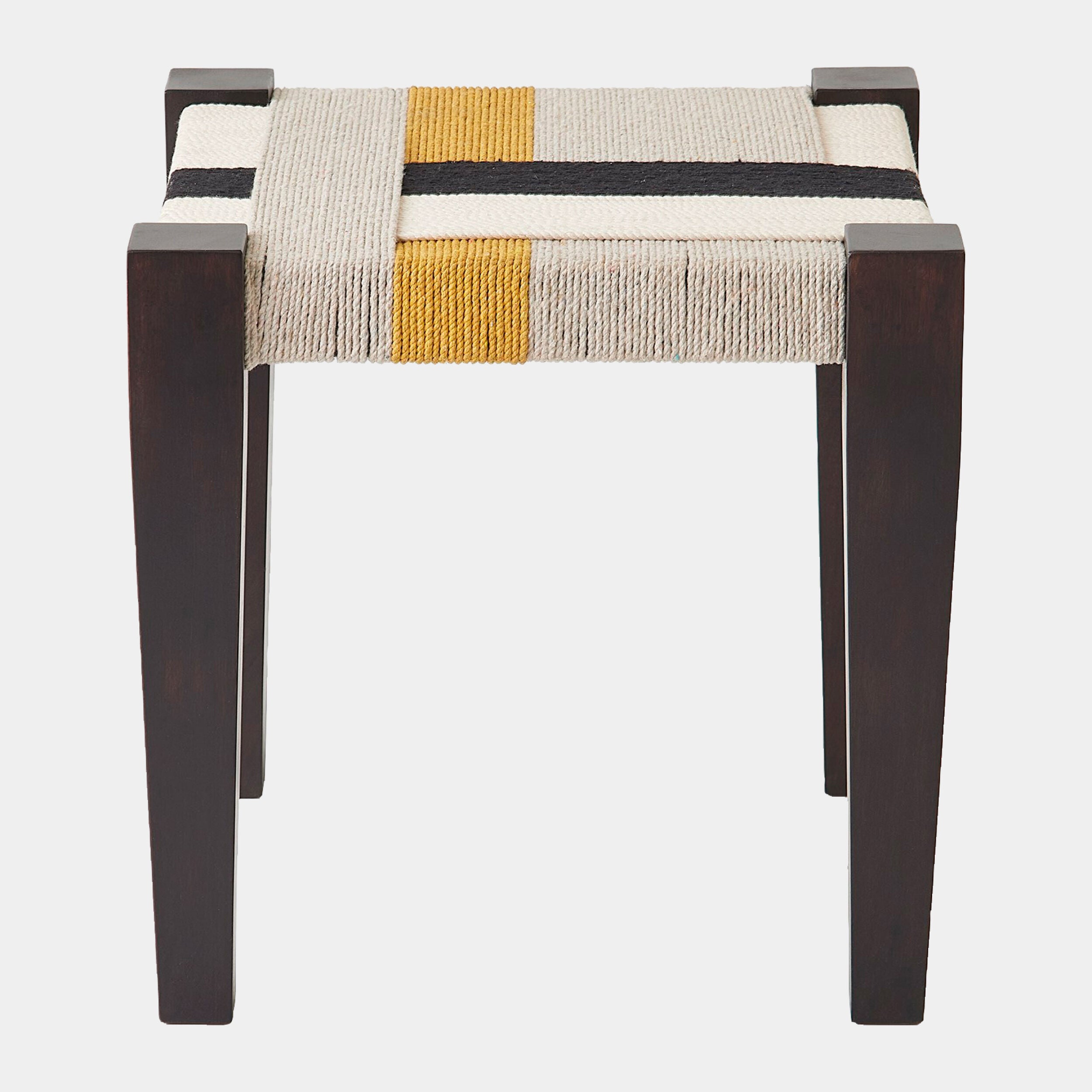Fiori Jute Stool-Black/Gray/White/Yellow