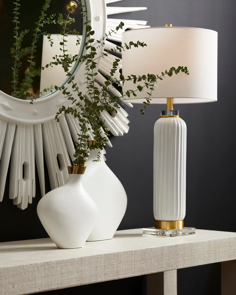 Samuel Ceramic Lamp - White in 31 / Ceramic/Porcelain - Chelsea House