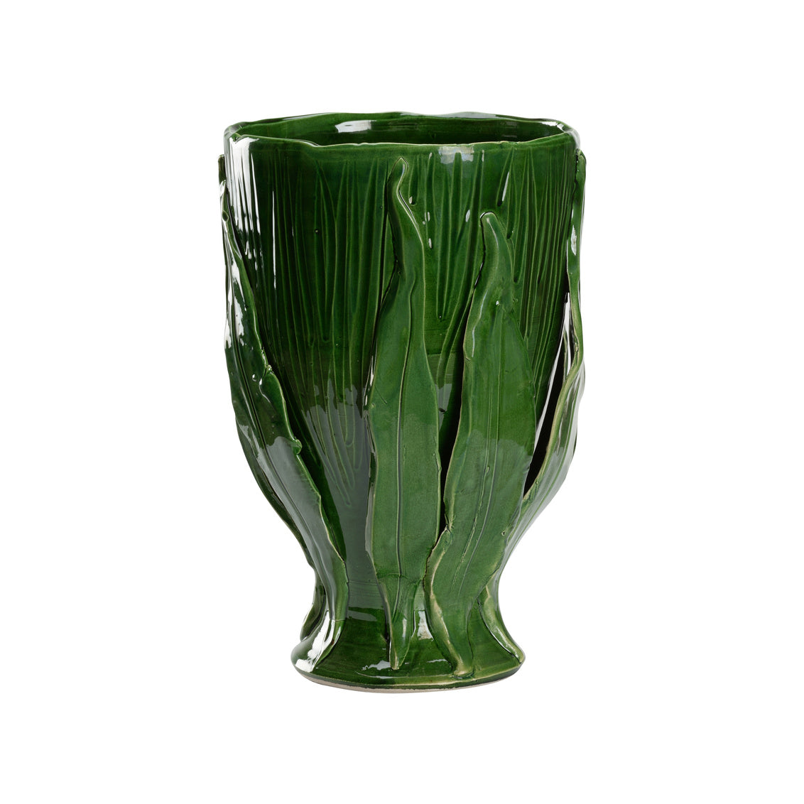Umbria Footed Vase - Green in 14 / Ceramic/Porcelain - Chelsea House