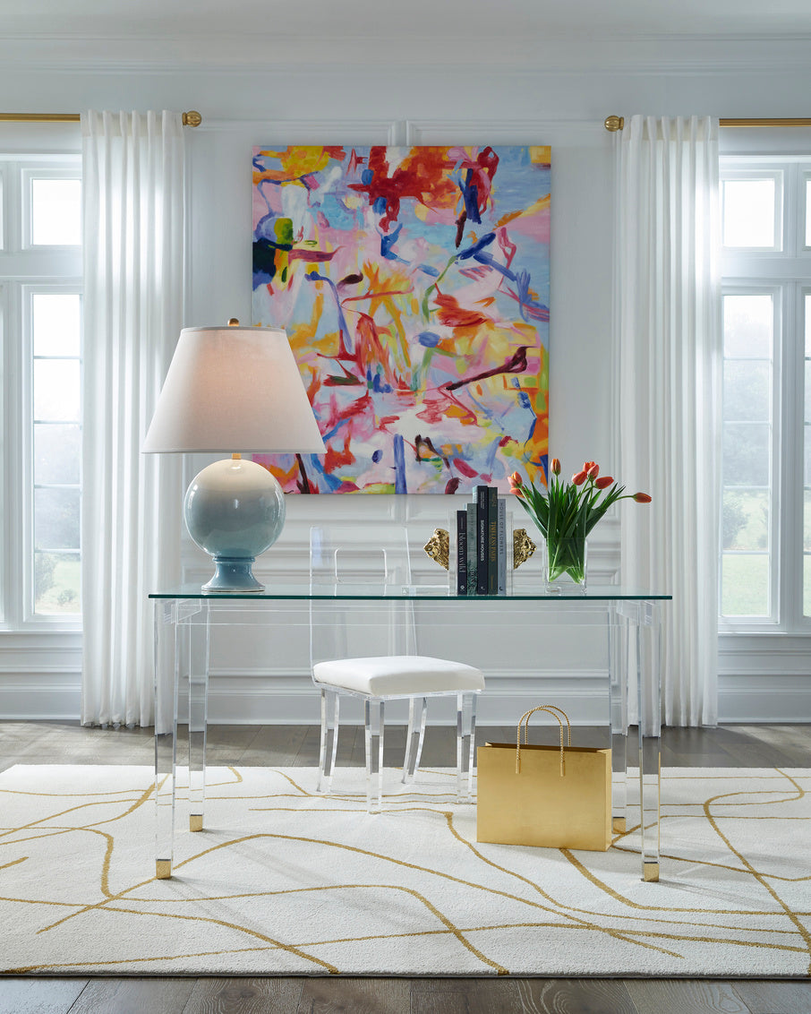 Acrylic Denver Desk Brass in Clear/Beveled / Acrylic - Chelsea House