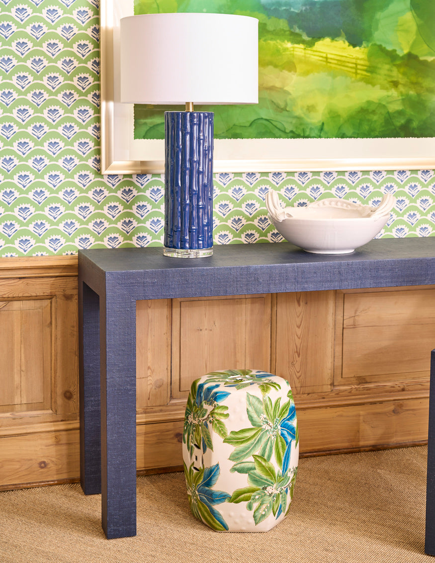 Sanibel Console - Blue in Blue Lacquer / Raffia - Chelsea House