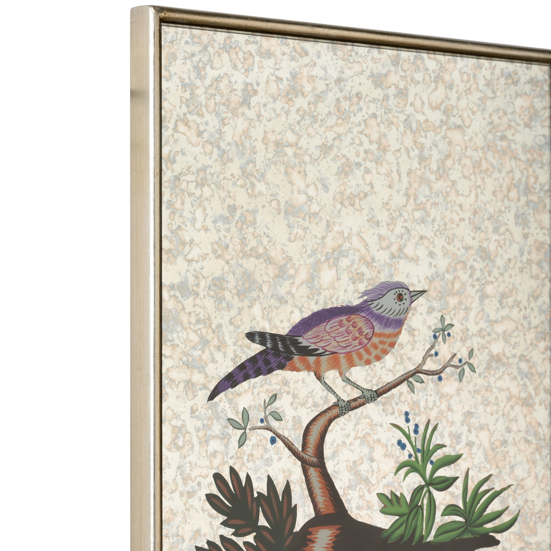 Square Antiqued Mirrored Bird-A