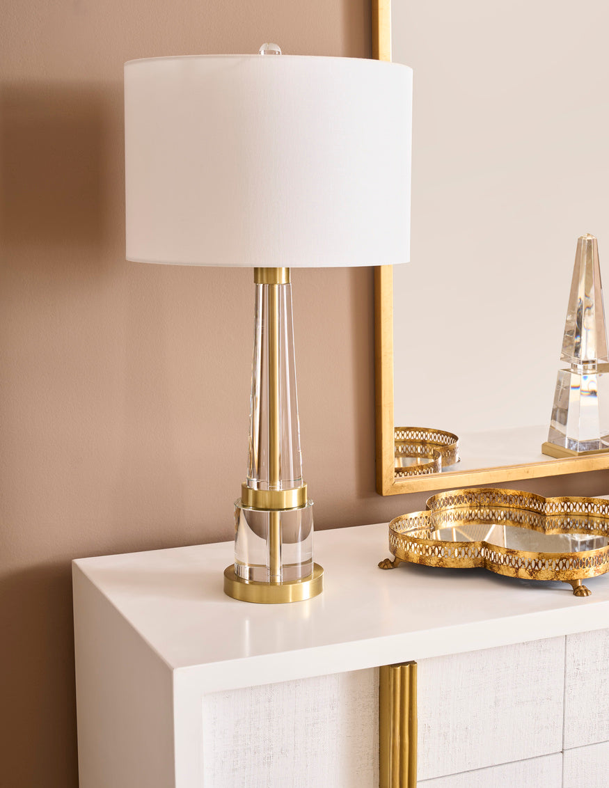 Cleo Table Lamp in Clear/Brushed Brass / Crystal - Chelsea House