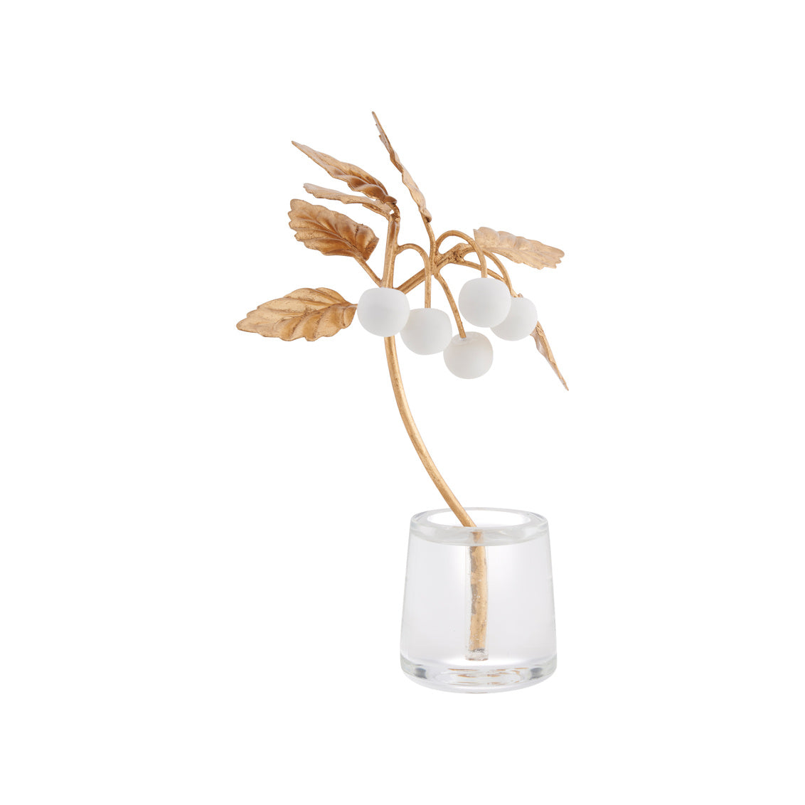 Small Cherry Blossom on Stand in Matte White/Gold Leaf / Porcelain - Chelsea House