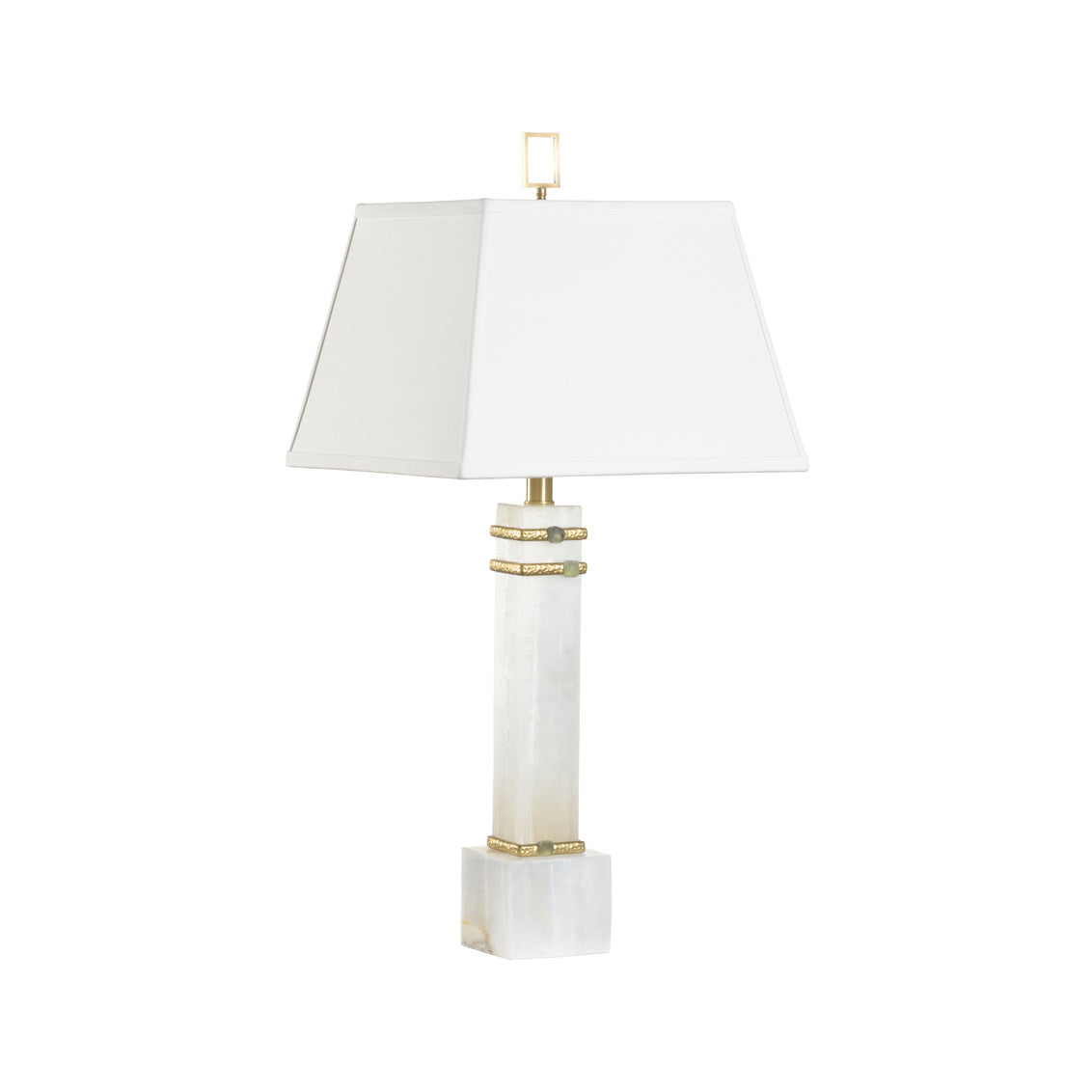 ALABASTER COLUMN LAMP WITH GOLD/STONE RINGS in 29.5 / Stone - Chelsea House