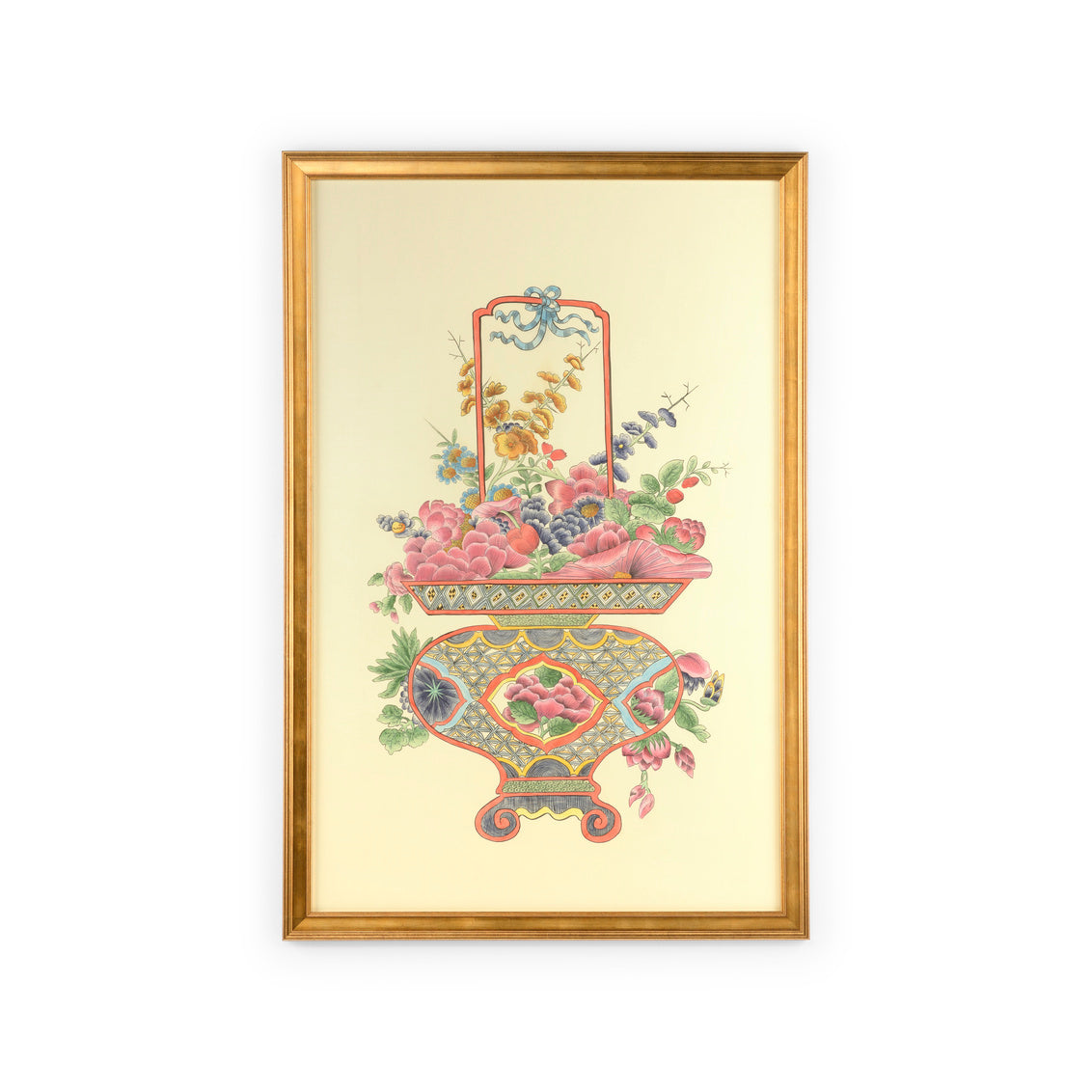 Chinoiserie Basket III in 55.5h x 37w x 1d / Canvas - Chelsea House