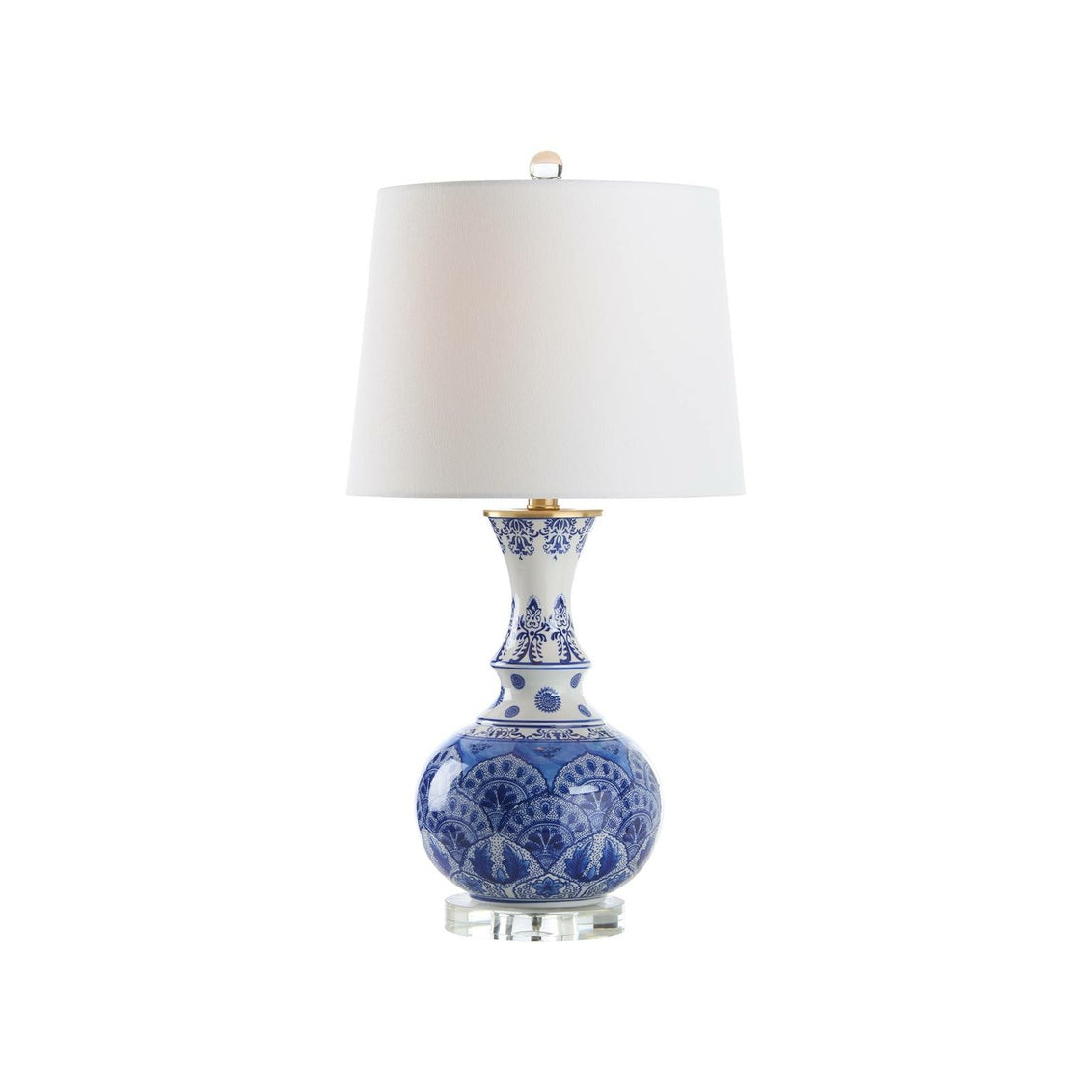 Marguerite Blue And White Lamp in Blue/White Glaze/Brushed Brass / Ceramic/Porcelain - Chelsea House