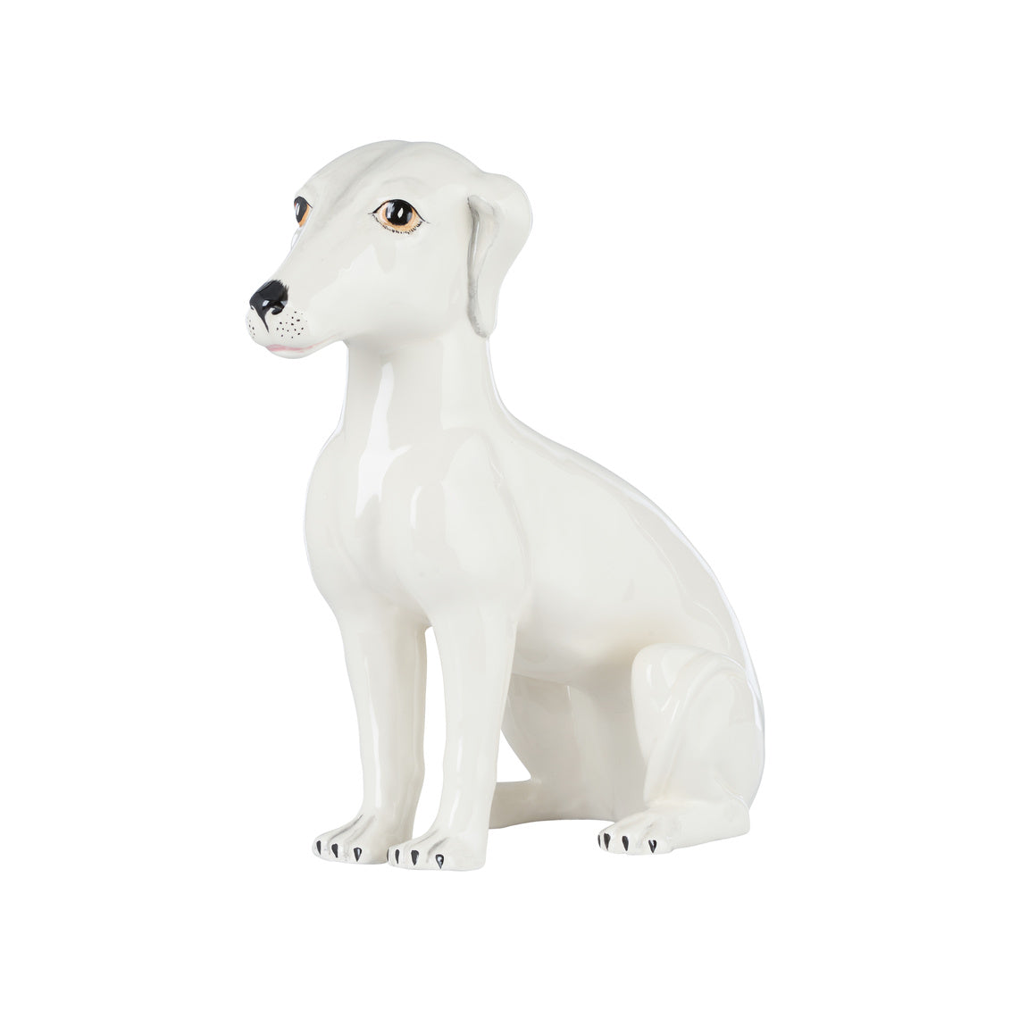 Clancy Ceramic Dog in White Glaze/Hand Painted / Ceramic/Porcelain - Chelsea House