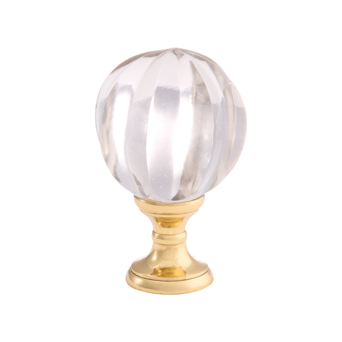 Ribbed Hand Blown Finial - Brass in Clear/Polished Brass / Glass - Chelsea House