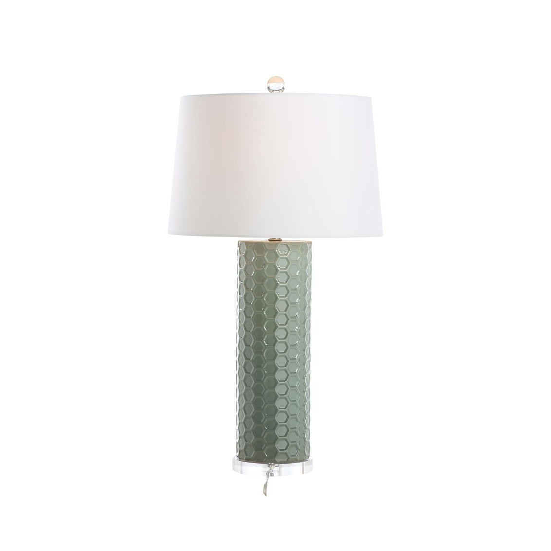 April Honeycomb Lamp - Green in Green Glaze / Ceramic/Porcelain - Chelsea House